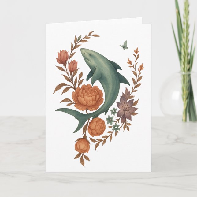 Tarjeta De Agradecimiento Armonía floral del tiburón - Arte de la naturaleza (Anverso)