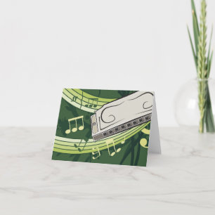 Tarjeta De Agradecimiento Armonica Blues y Música Folk
