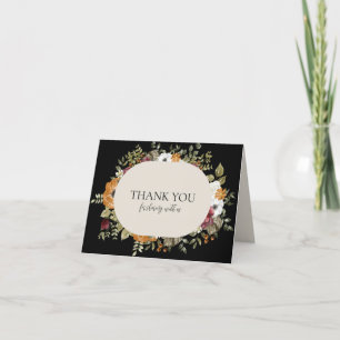 Tarjeta De Agradecimiento Arreglo Floral Botánico Otoñal Rústico Horizontal 