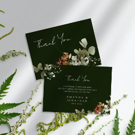 Tarjeta De Agradecimiento Arreglos florales de acuarela Boda verde