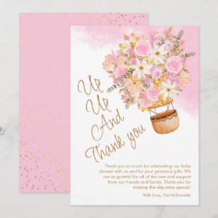 Tarjeta De Agradecimiento Arriba, arriba y lejos - Baby Shower de globo flor