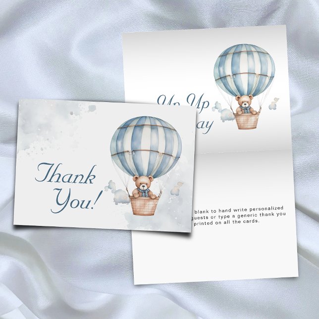 Tarjeta De Agradecimiento ¡Arriba y lejos! Teddy Bear Balloon Baby Shower (Subido por el creador)