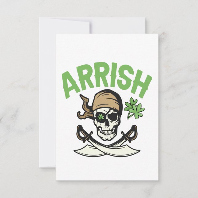 Tarjeta De Agradecimiento Arrish Irlandés Pirate Gracioso regalo de San Patr (Anverso)