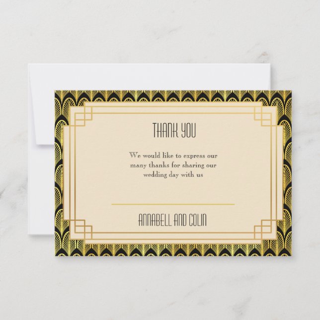 Tarjeta de agradecimiento Art deco (Anverso)