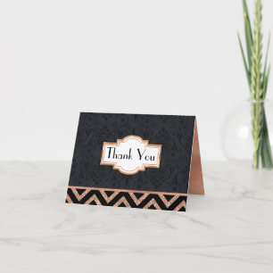 Tarjeta de agradecimiento Art Deco Black and Rosa 