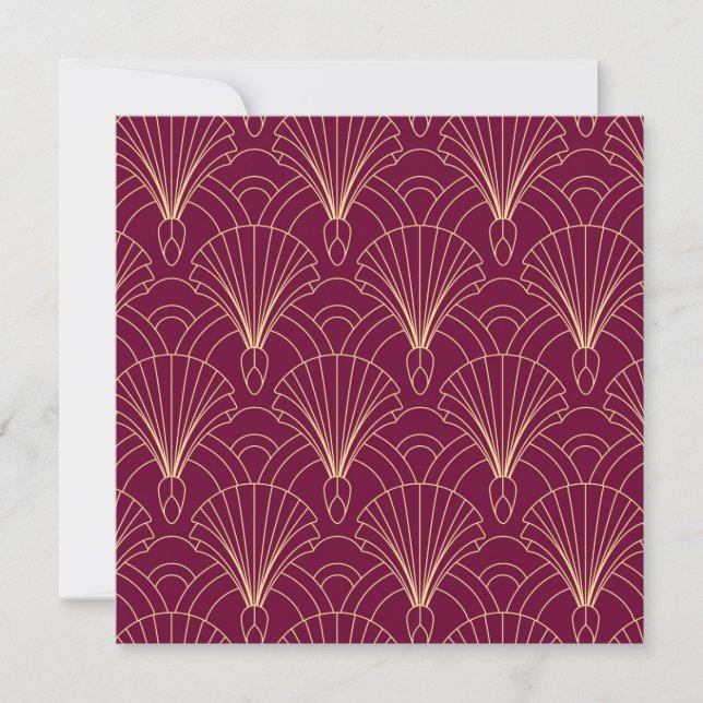 Tarjeta De Agradecimiento Art Deco pattern with gold geometric fan motifs  (Anverso)