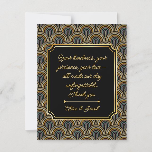 Tarjeta De Agradecimiento Art Deco Style Wedding Thank You Card (Anverso)