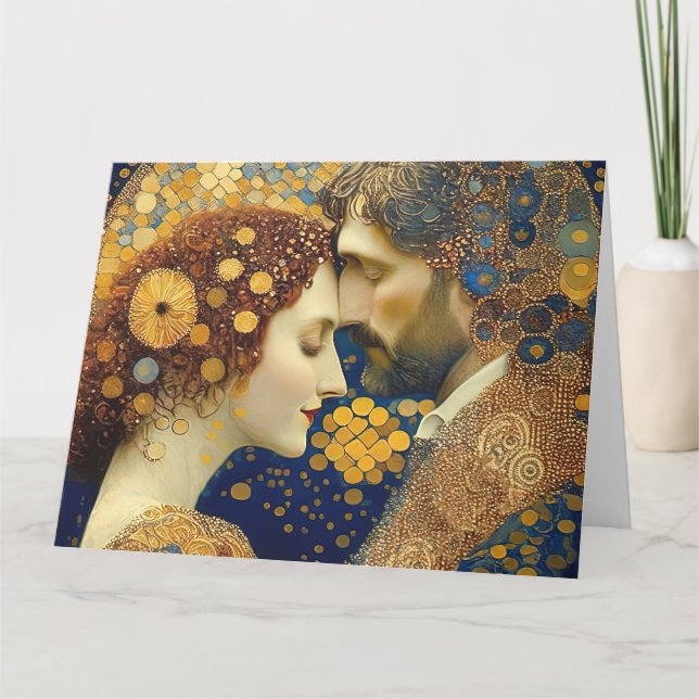 Tarjeta De Agradecimiento Art Nouveau A Couple In Love  (Anverso)