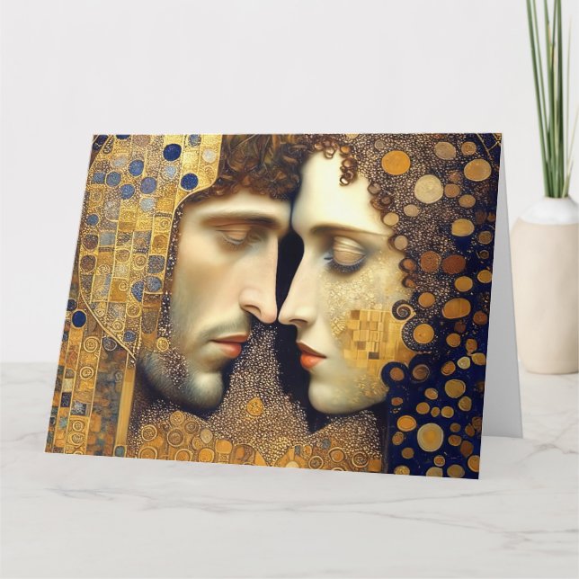 Tarjeta De Agradecimiento Art Nouveau A Couple In Love  (Anverso)