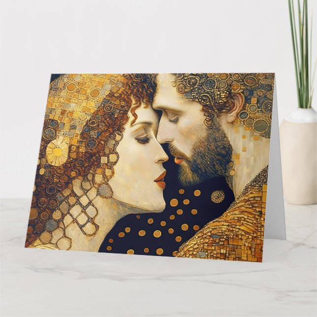 Tarjeta De Agradecimiento Art Nouveau A Couple In Love  (Anverso)