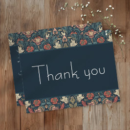 Tarjeta De Agradecimiento Art Nouveau Blue William Morris Floral Wedding