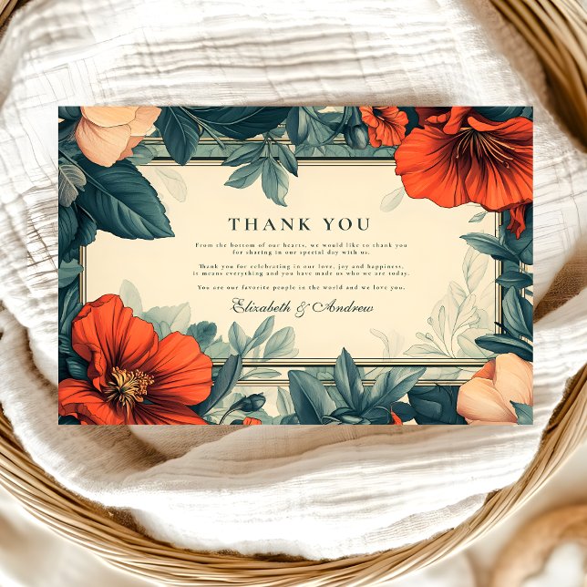 Tarjeta De Agradecimiento Art Nouveau, Boda floral europeo (Subido por el creador)