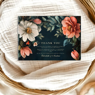 Tarjeta De Agradecimiento Art Nouveau Flores Oscuras