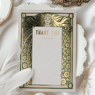 Tarjeta de agradecimiento Art Nouveau Mucha Deco v