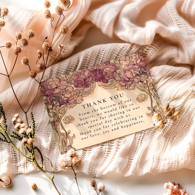 Tarjeta De Agradecimiento Art Nouveau Orchid Wedding (Subido por el creador)