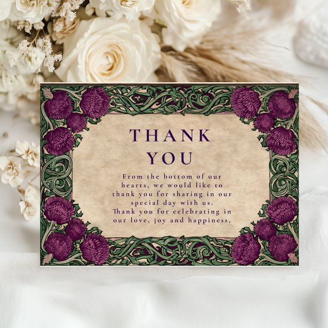 Tarjeta De Agradecimiento Art Nouveau Thistle Boda (Subido por el creador)