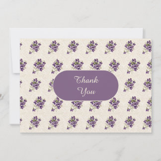 Tarjeta De Agradecimiento Art Nouveau Violet Floral Pattern