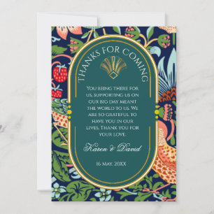 Tarjeta De Agradecimiento Art Nouveau William Morris tono dorado fresa