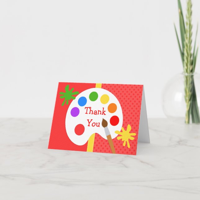 Tarjeta De Agradecimiento Art Painting Birthday Party Gracias (Anverso)