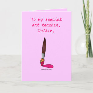 Tarjeta De Agradecimiento Art Teacher Nombre Personalizable Pincel Gracias