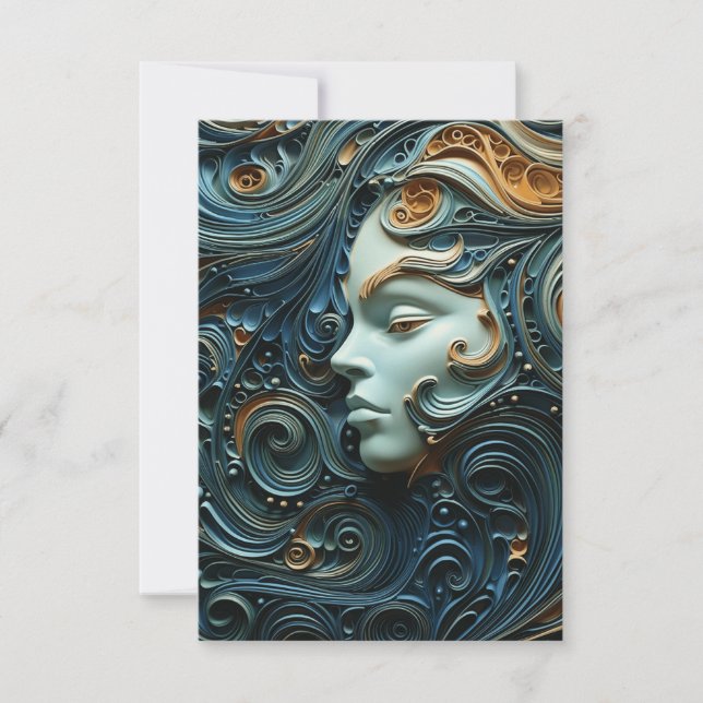 Tarjeta De Agradecimiento Arte 3D de Moonlit Woman (Anverso)