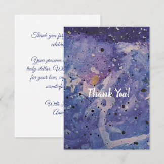 Tarjeta De Agradecimiento Arte abstracto acuarela de galaxia cósmica