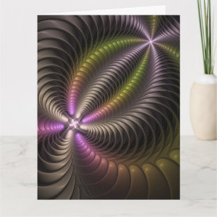 Tarjeta De Agradecimiento Arte abstracto brillante y trippy fractal 3D color