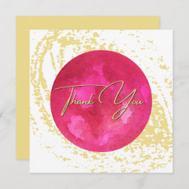 Tarjeta De Agradecimiento Arte abstracto en acuarela rosa y dorado elegante