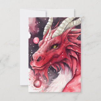 Tarjeta De Agradecimiento Arte acuático del Dragon Rojo