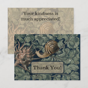 Tarjeta De Agradecimiento Arte Antiguo Botánico Art Nouveau Caracol Antiguo