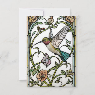 Tarjeta De Agradecimiento Arte botánico boho chic de colibrí elegante