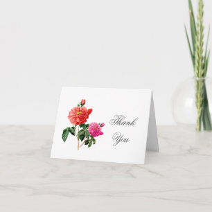 Tarjeta De Agradecimiento arte botánico vintage flores de rosa rosa gracias