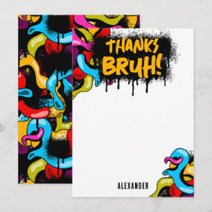 Tarjeta De Agradecimiento Arte Callejero Hip Hop Graffiti Neon Bruh para Niñ