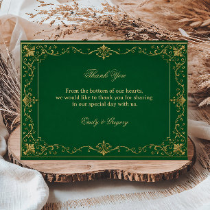 Tarjeta De Agradecimiento Arte céltico barroco esmeralda