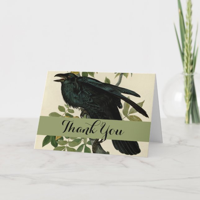 Tarjeta De Agradecimiento Arte clásico Audubon Raven (Anverso)