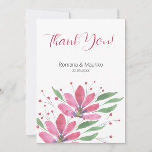 Tarjeta De Agradecimiento Arte de Acuarela de Flores de Loto Rústicas