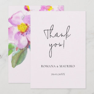 Tarjeta De Agradecimiento Arte de Acuarela de Flores de Melocotón Artísticas