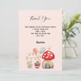 Tarjeta De Agradecimiento Arte de acuarela Hongo y flores lindas