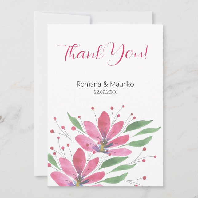 Tarjeta De Agradecimiento Arte de acuarela rustico de Lotus Flores (Anverso)