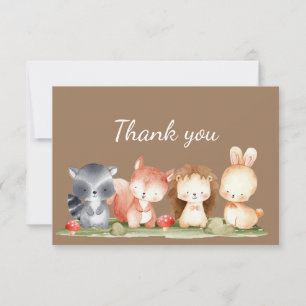 Tarjeta De Agradecimiento Arte de animal de bosque acuarela Gracias