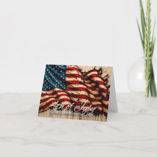 Tarjeta De Agradecimiento Arte de bandera estadounidense vintage para el 4 d