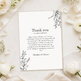 Tarjeta De Agradecimiento Arte de boda minimalista en línea negro y blanco