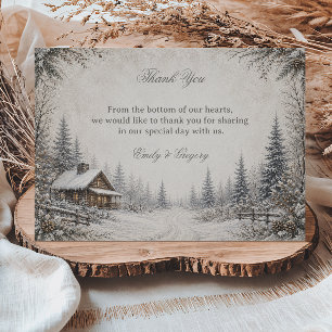 Tarjeta De Agradecimiento Arte de Bosque Nevado Rústico