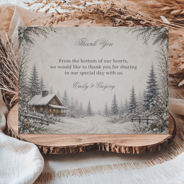Tarjeta De Agradecimiento Arte de Bosque Nevado Rústico (Subido por el creador)