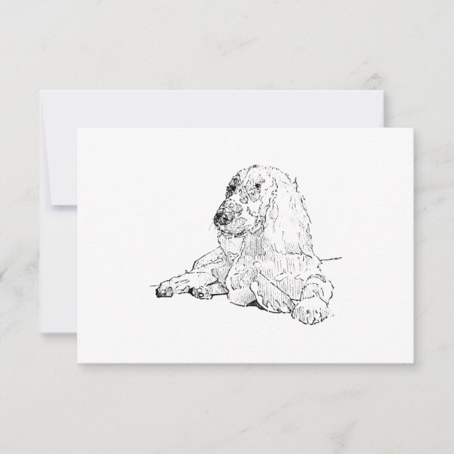 Tarjeta De Agradecimiento Arte de dibujo lineal de Cocker Spaniel Perro  (Anverso)