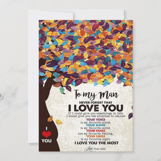 Tarjeta De Agradecimiento Arte de esposa para mi hombre amo esposo (Anverso)