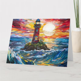 Tarjeta De Agradecimiento Arte de faro costero de vidrio templado