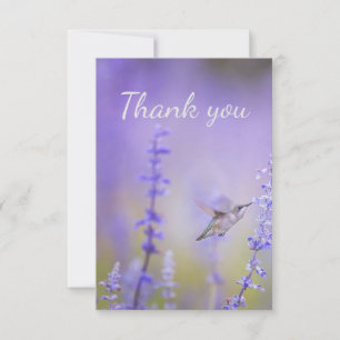 Tarjeta De Agradecimiento  Arte de Flor de Lavanda Colibrí Gracias