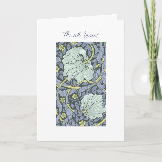 Tarjeta De Agradecimiento Arte de flores gráficas y su texto, blanco (Anverso)