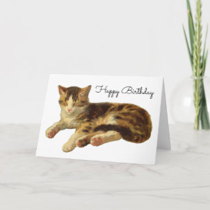 Tarjeta De Agradecimiento Arte de gato victoriano vintage Feliz Cumpleaños